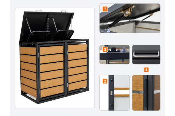ZABUDOWA ŚMIETNIKOWA 2x120L kolor DREWNO